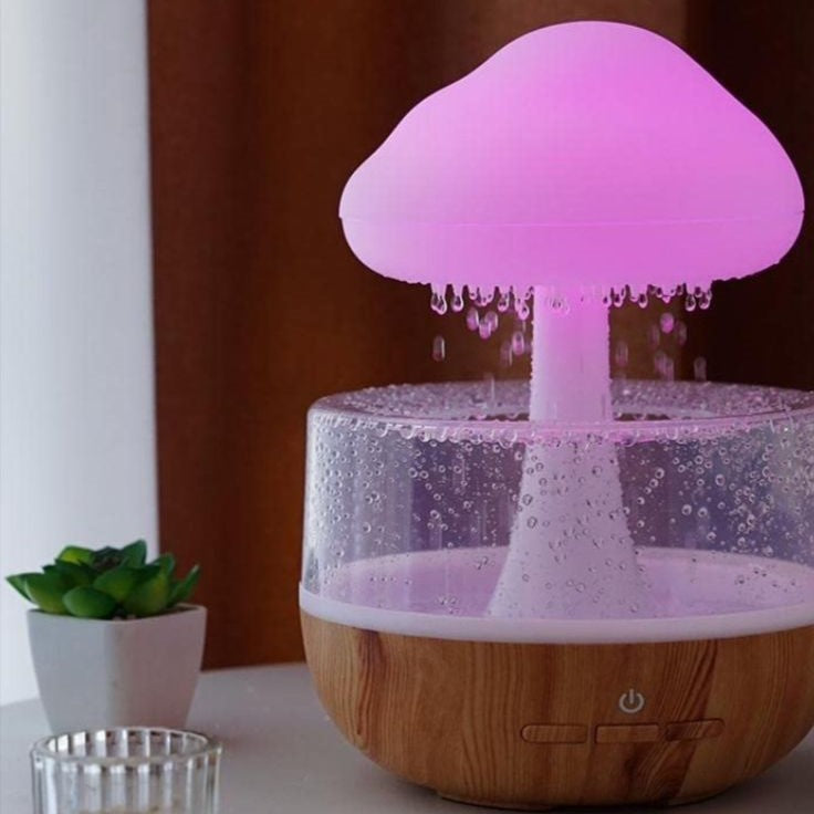 Humidifier & Essential Oil Diffuser – Raindrop Ambient Night Light